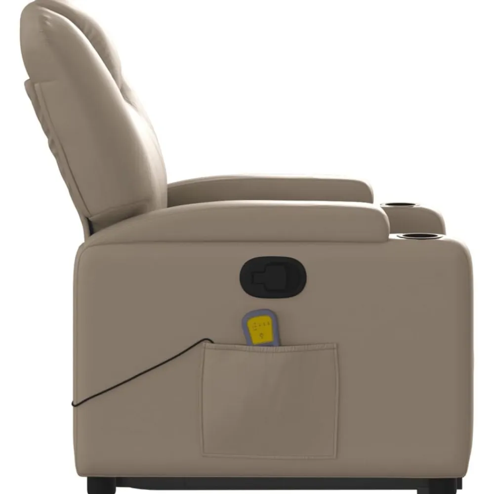 vidaXL Sillón reclinable masaje pie cuero artificial color Capuchino Sale