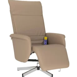 vidaXL Sillón reclinable masaje reposapiés cuero sintético Capuchino Hot
