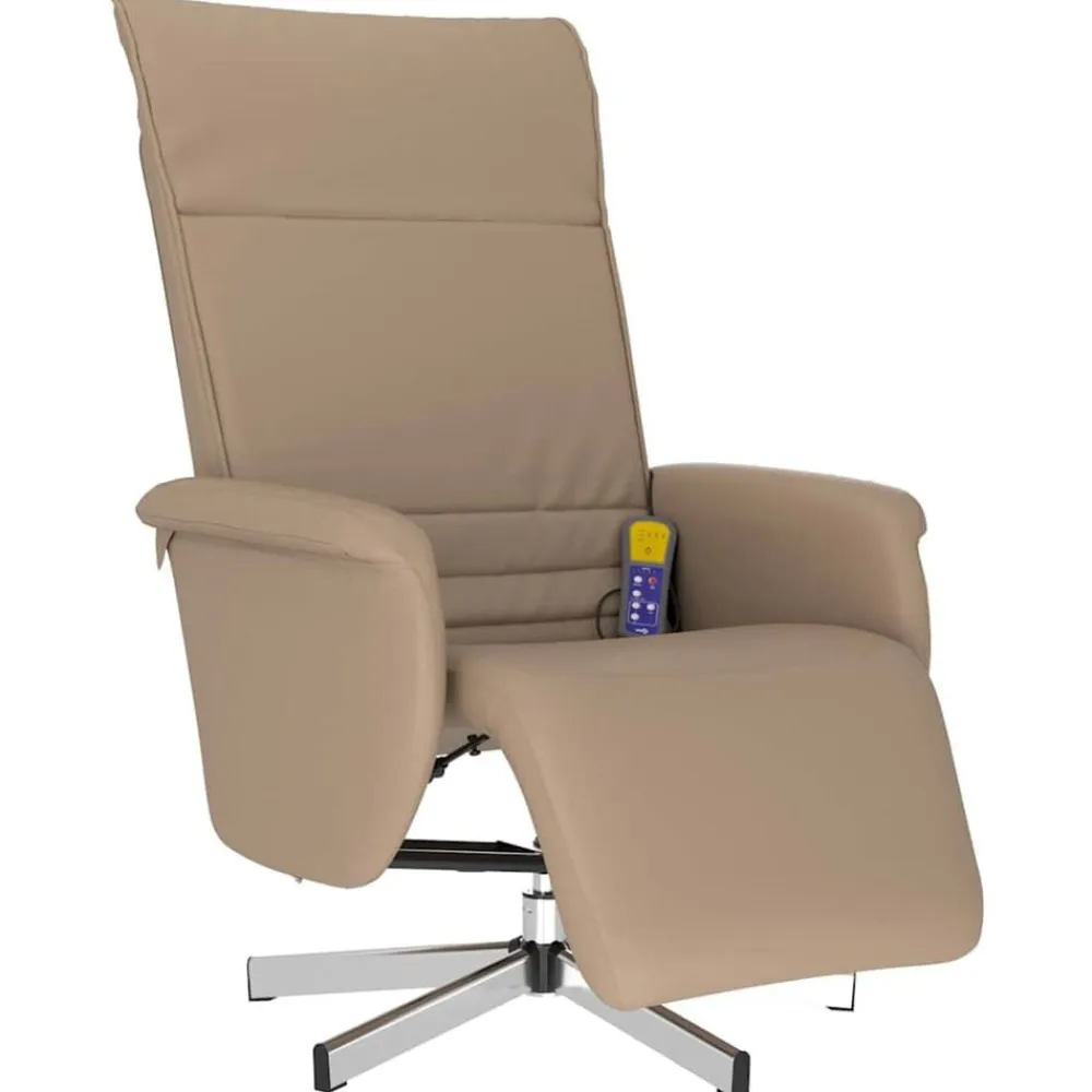vidaXL Sillón reclinable masaje reposapiés cuero sintético Capuchino Hot