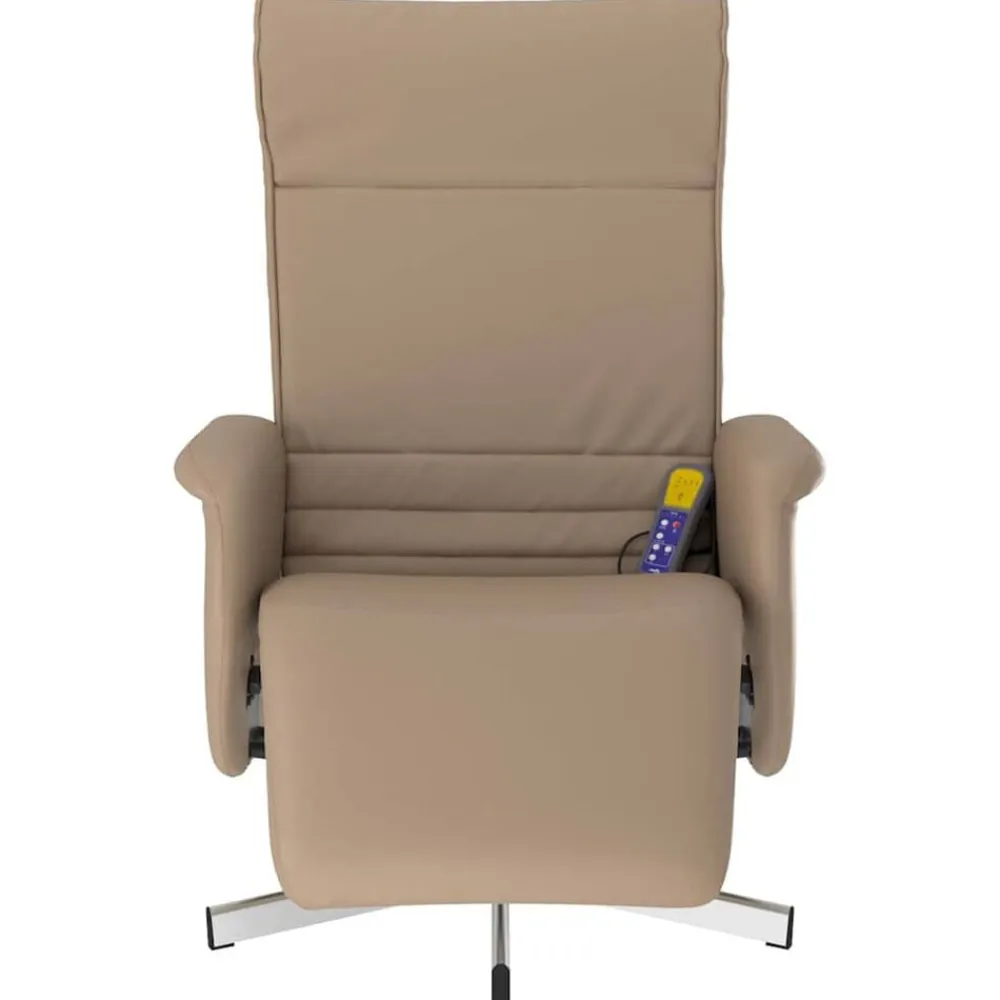 vidaXL Sillón reclinable masaje reposapiés cuero sintético Capuchino Hot