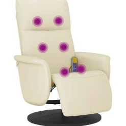 vidaXL Sillas-Sillón reclinable masaje con reposapiés cuero sintético