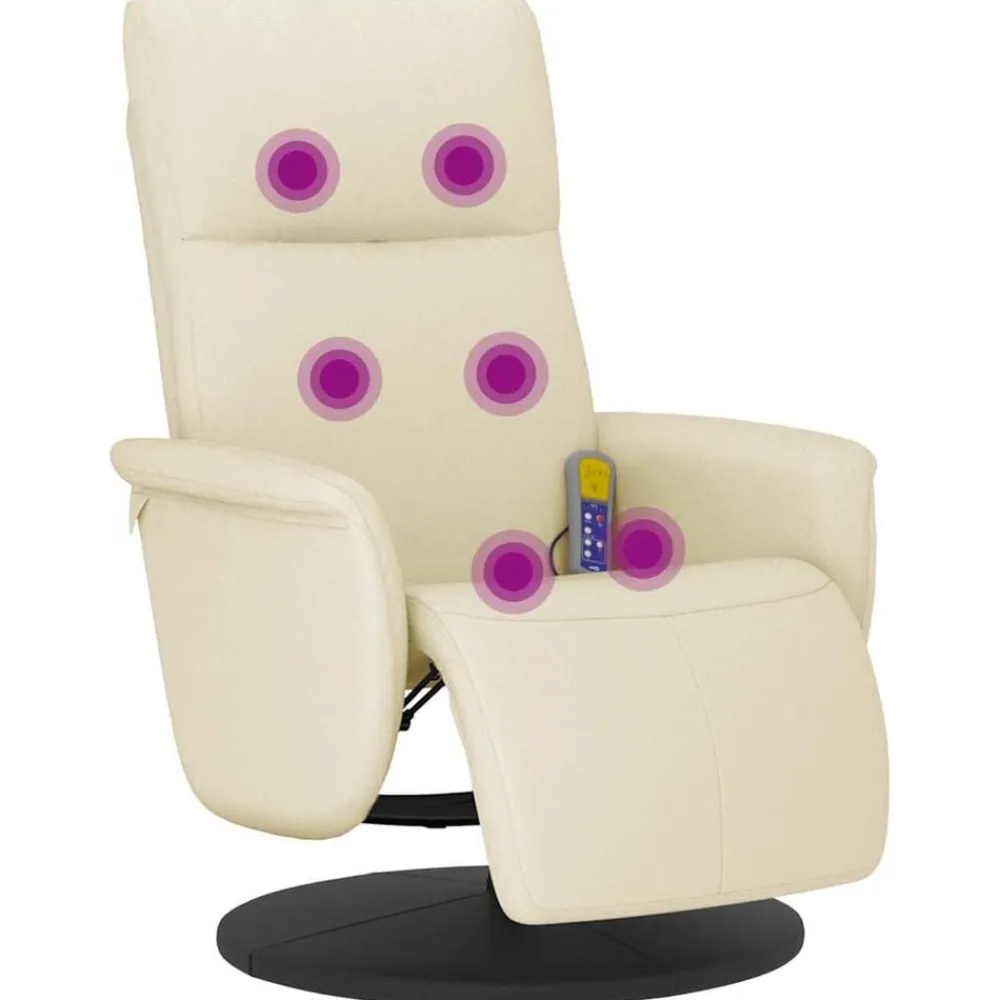 vidaXL Sillas-Sillón reclinable masaje con reposapiés cuero sintético