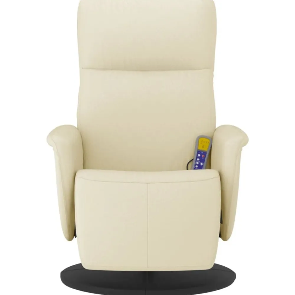 vidaXL Sillas-Sillón reclinable masaje con reposapiés cuero sintético