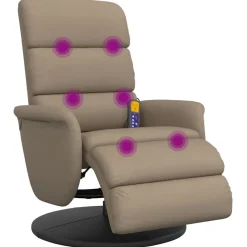vidaXL Sillón reclinable masaje reposapiés cuero sintético Capuchino Hot