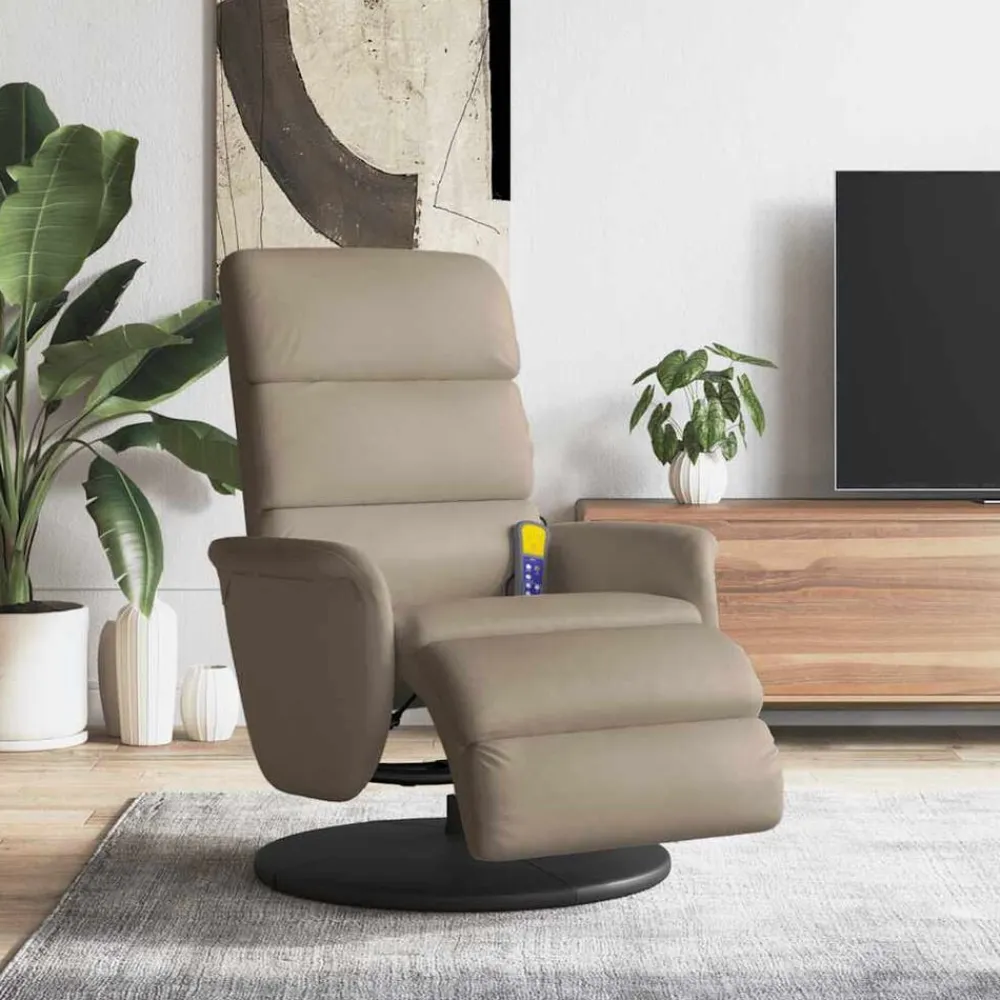 vidaXL Sillón reclinable masaje reposapiés cuero sintético Capuchino Hot