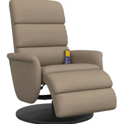vidaXL Sillón reclinable masaje reposapiés cuero sintético Capuchino Hot