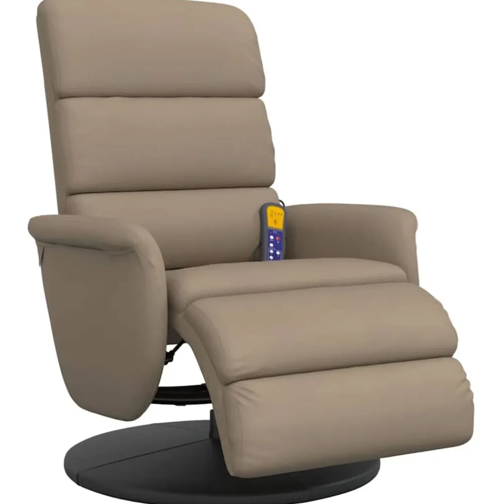 vidaXL Sillón reclinable masaje reposapiés cuero sintético Capuchino Hot