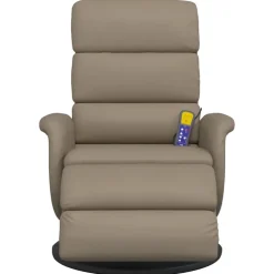 vidaXL Sillón reclinable masaje reposapiés cuero sintético Capuchino Hot