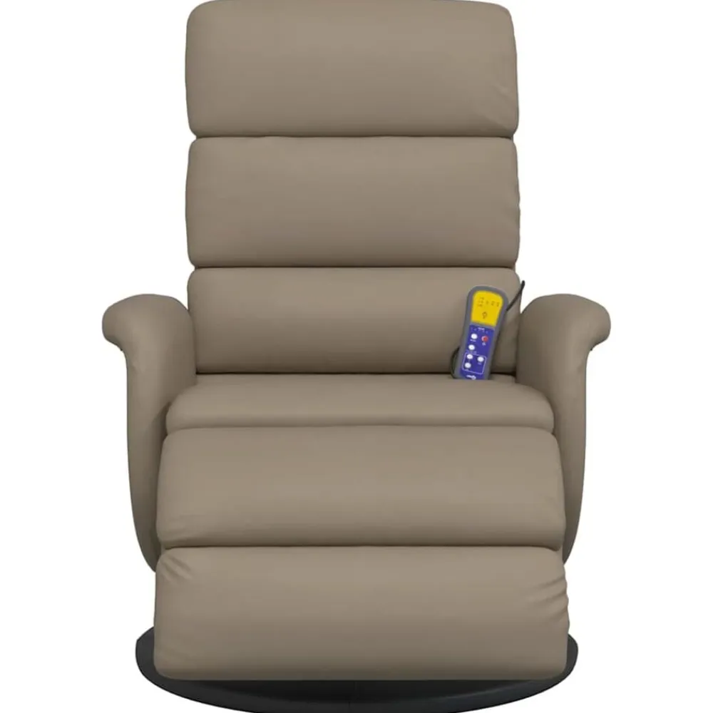 vidaXL Sillón reclinable masaje reposapiés cuero sintético Capuchino Hot
