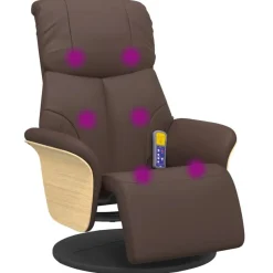 vidaXL Sillón reclinable masaje con reposapiés cuero sintético marrón Marrón Hot