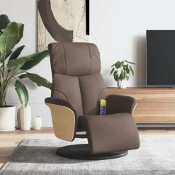 vidaXL Sillón reclinable masaje con reposapiés cuero sintético marrón Marr&oacute;n Hot