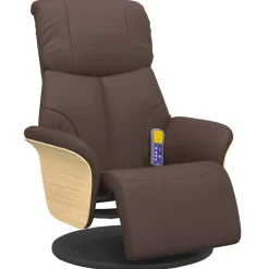 vidaXL Sillón reclinable masaje con reposapiés cuero sintético marrón Marr&oacute;n Hot