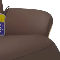 vidaXL Sillón reclinable masaje con reposapiés cuero sintético marrón Marr&oacute;n Hot