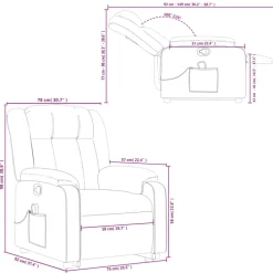 vidaXL Sillón reclinable masaje pie cuero artificial color Capuchino Clearance
