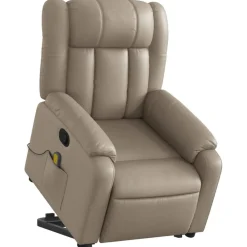 vidaXL Sillón reclinable masaje pie cuero artificial color Capuchino Clearance