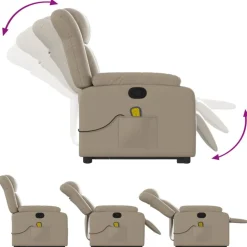 vidaXL Sillón reclinable masaje pie cuero artificial color Capuchino Clearance