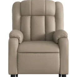 vidaXL Sillón reclinable masaje pie cuero artificial color Capuchino Clearance