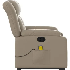 vidaXL Sillón reclinable masaje pie cuero artificial color Capuchino Clearance