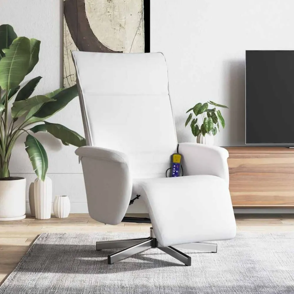 vidaXL Sillas-Sillón reclinable masaje con reposapiés cuero sintético