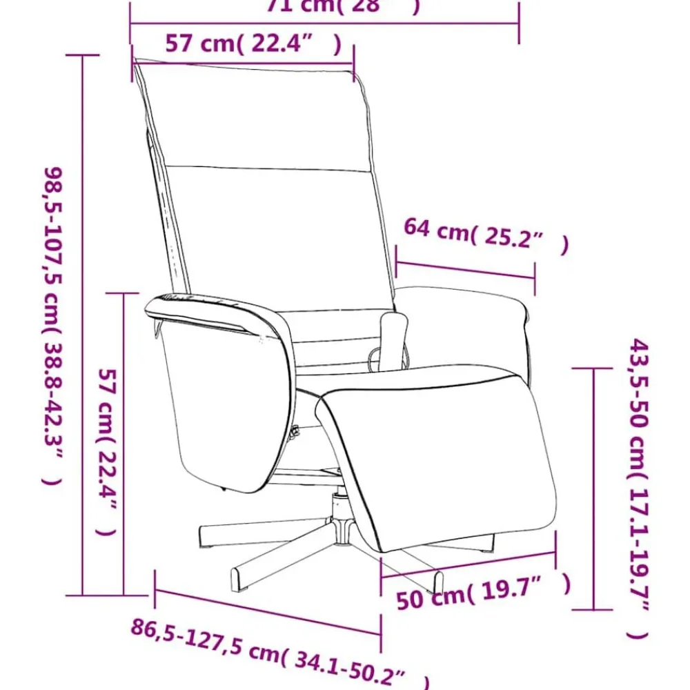 vidaXL Sillas-Sillón reclinable masaje con reposapiés cuero sintético