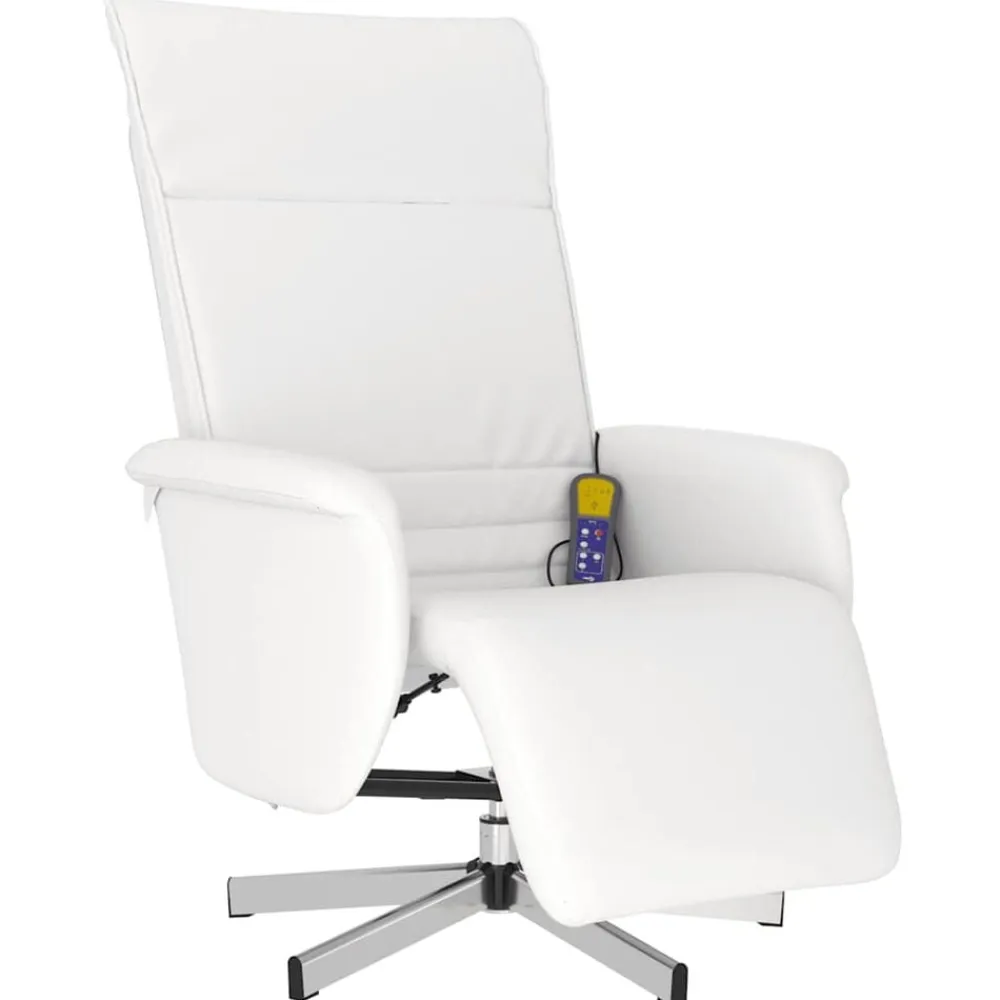 vidaXL Sillas-Sillón reclinable masaje con reposapiés cuero sintético