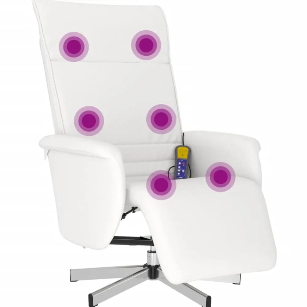 vidaXL Sillas-Sillón reclinable masaje con reposapiés cuero sintético