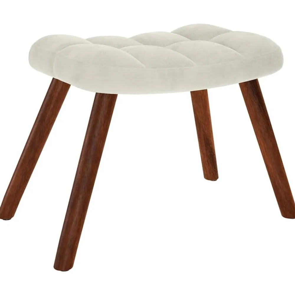 vidaXL Sillón relajante con taburete de terciopelo color Crema Clearance