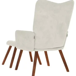 vidaXL Sillón relajante con taburete de terciopelo color Crema Clearance