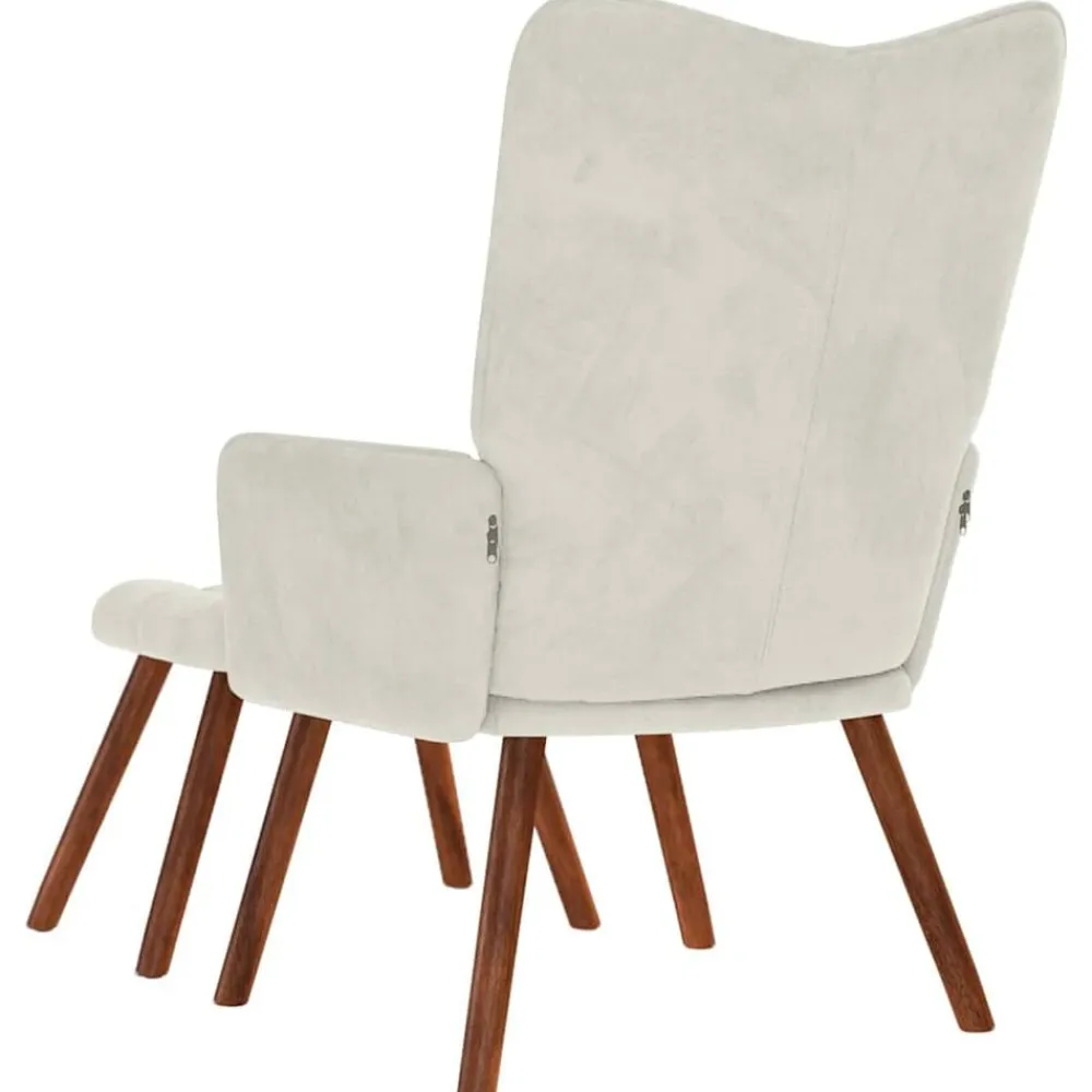 vidaXL Sillón relajante con taburete de terciopelo color Crema Clearance