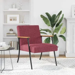 vidaXL Sillas-sillón Rojo vino tela