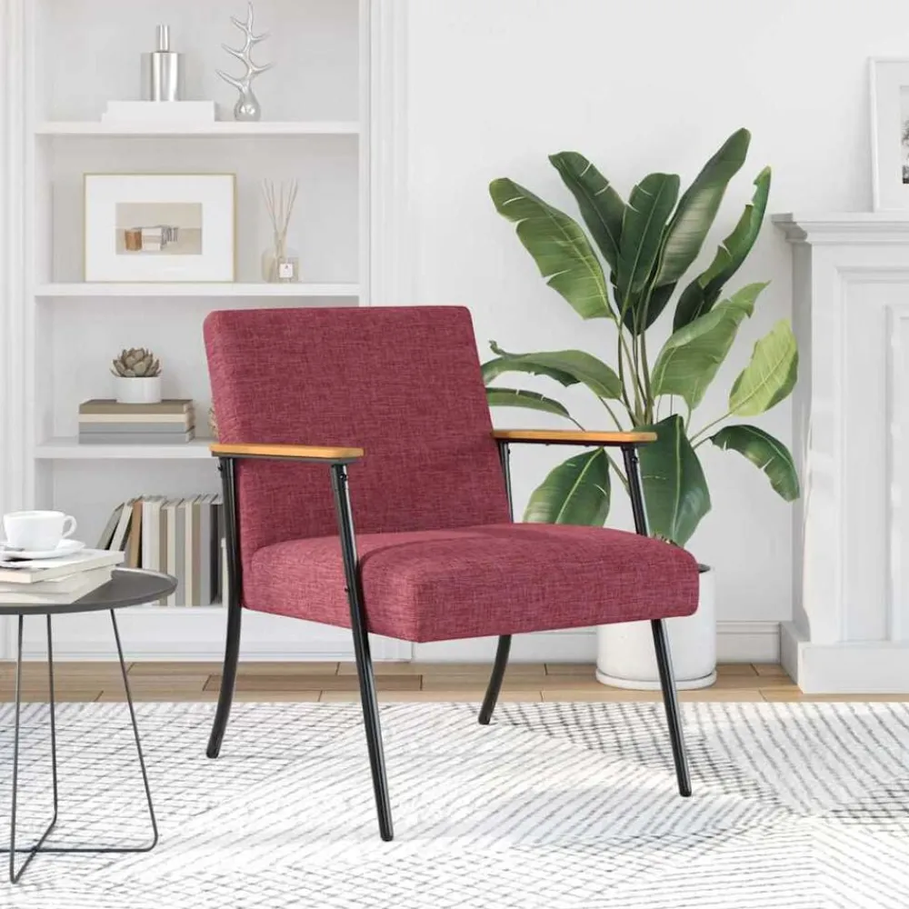 vidaXL Sillas-sillón Rojo vino tela