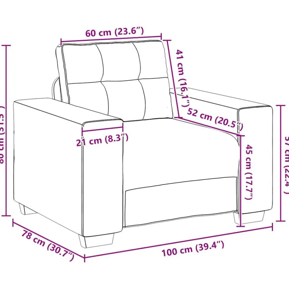 vidaXL Sofás-Sillón sofá 100x78x80 cm terciopelo