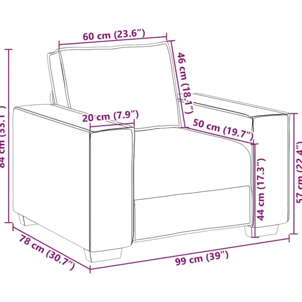 vidaXL Sofás-Sillón sofá 100x78x84 cm terciopelo