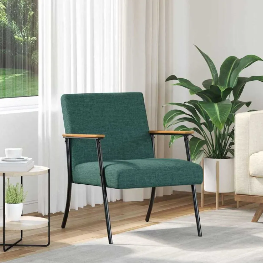 vidaXL sillón tela Verde oscuro