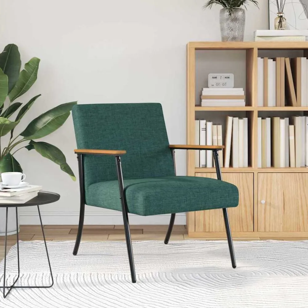 vidaXL sillón tela Verde oscuro
