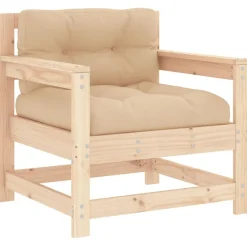 vidaXL Muebles De Jardín-Sillones de jardín con cojines 2 uds madera maciza de pino