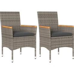 vidaXL Muebles De Jardín-Sillones de jardín con cojines 2 uds ratán sintético