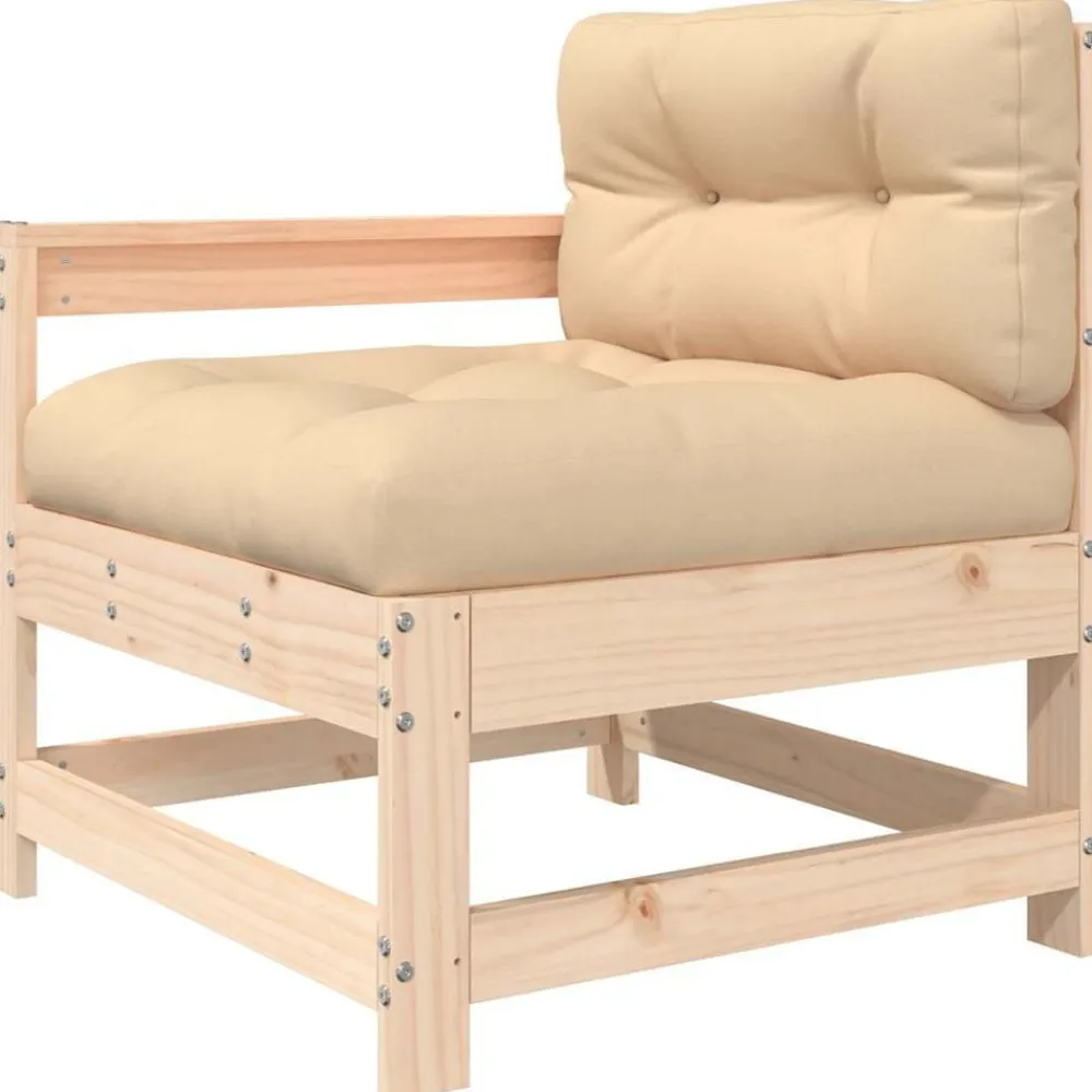 vidaXL Muebles De Jardín-Sillones de jardín con cojines 2 uds madera maciza de pino