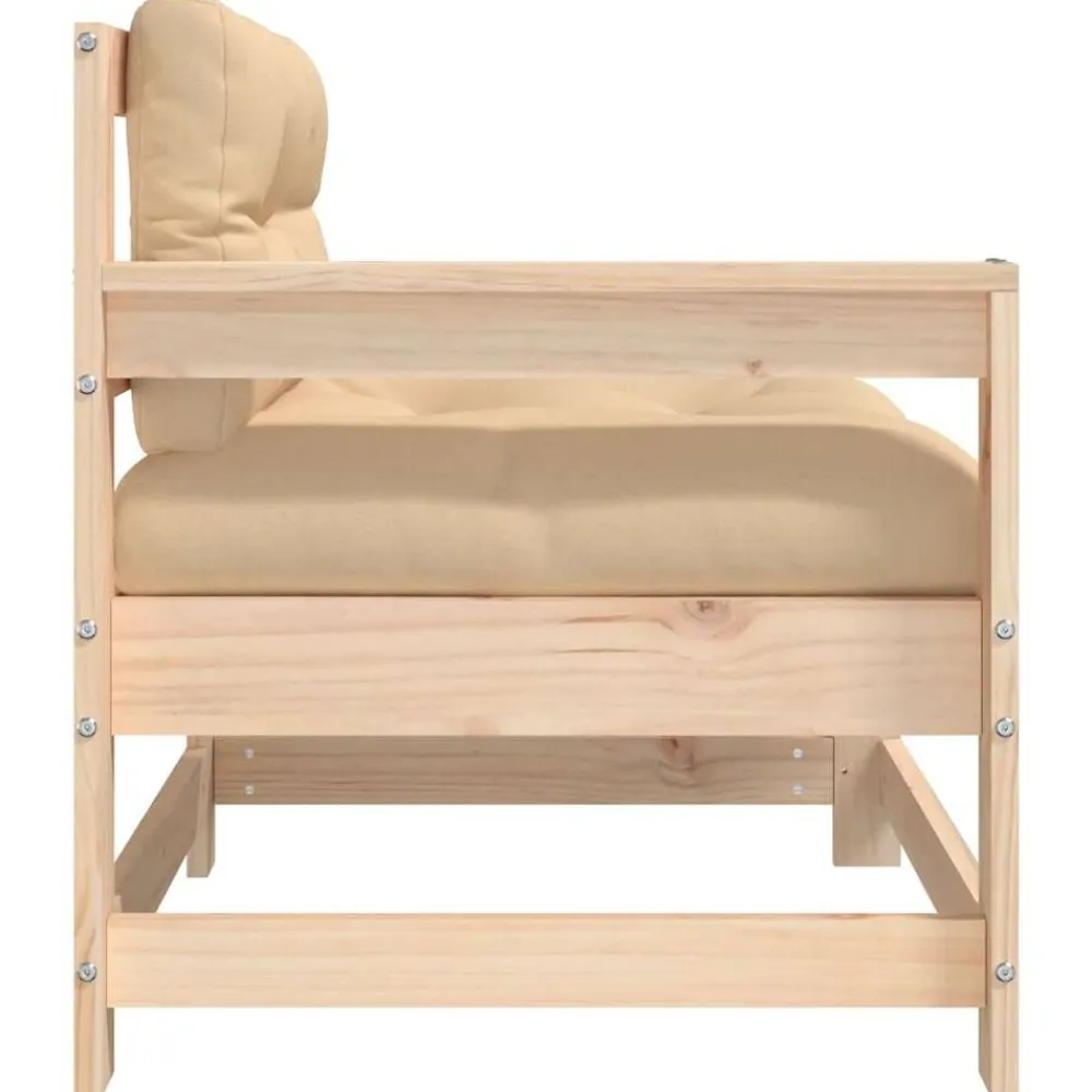 vidaXL Muebles De Jardín-Sillones de jardín con cojines 2 uds madera maciza de pino