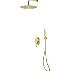 vidaXL Sistema de ducha acero inoxidable 201 Dorado New