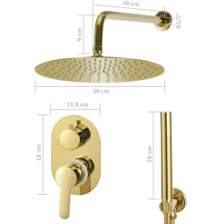 vidaXL Sistema de ducha acero inoxidable 201 Dorado New
