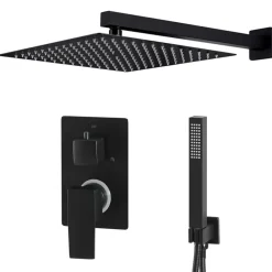 vidaXL Sistema de ducha acero inoxidable 201 Negro Best