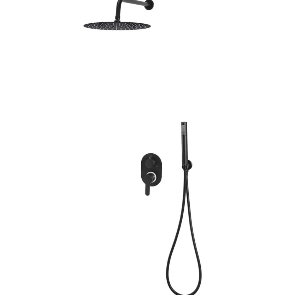 vidaXL Sistema de ducha acero inoxidable 201 Negro Outlet