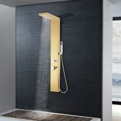 vidaXL Fontanería-Sistema de panel de ducha acero inoxidable 201 dorado
