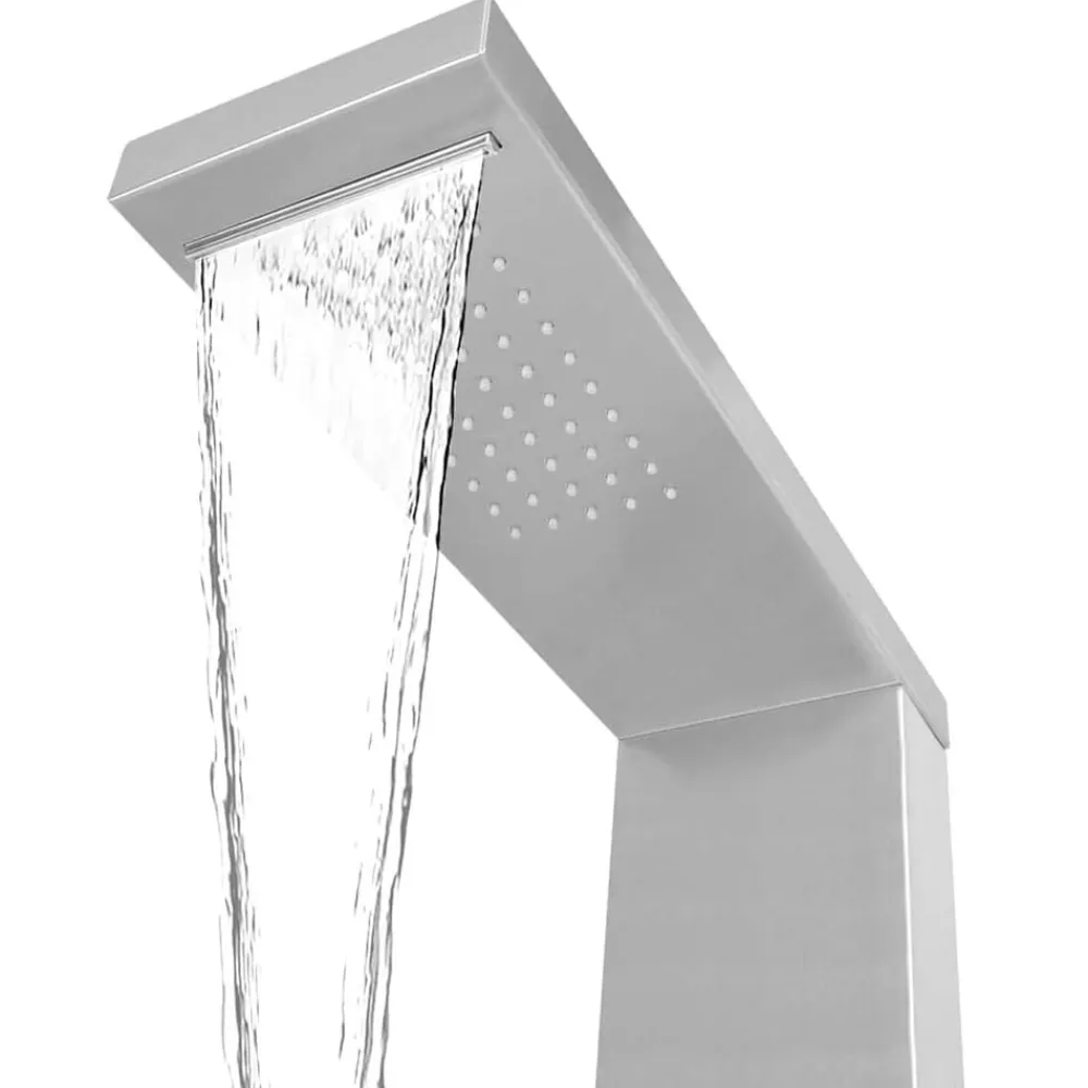 vidaXL Sistema de panel de ducha acero inoxidable cuadrado Plateado