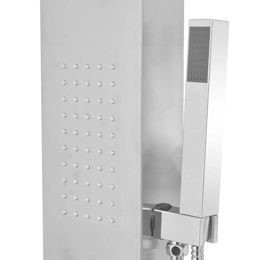 vidaXL Sistema de panel de ducha acero inoxidable cuadrado Plateado