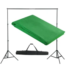 vidaXL Sistema de soporte de telón fondo 300x300 cm Verde Outlet