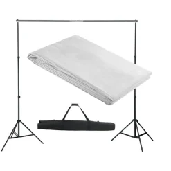vidaXL Sistema de soporte de telón fondo 300x300 cm Blanco Online