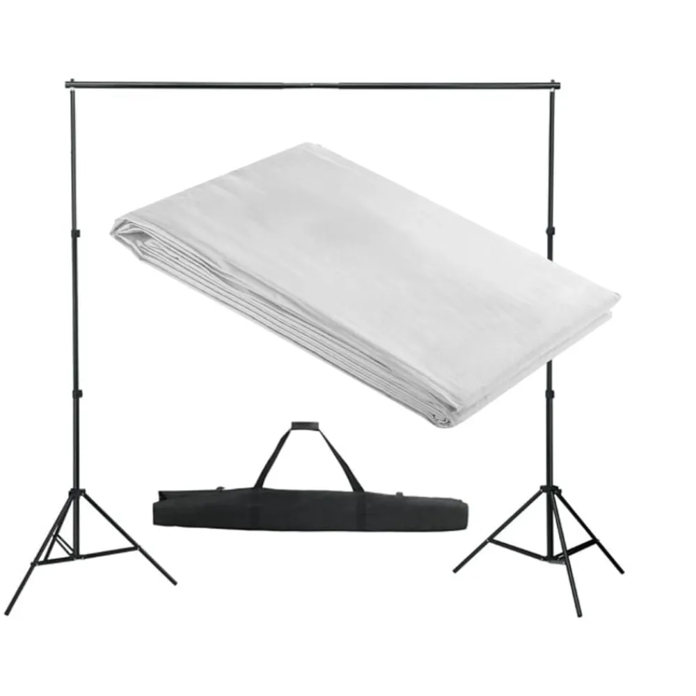 vidaXL Sistema de soporte de telón fondo 300x300 cm Blanco Online