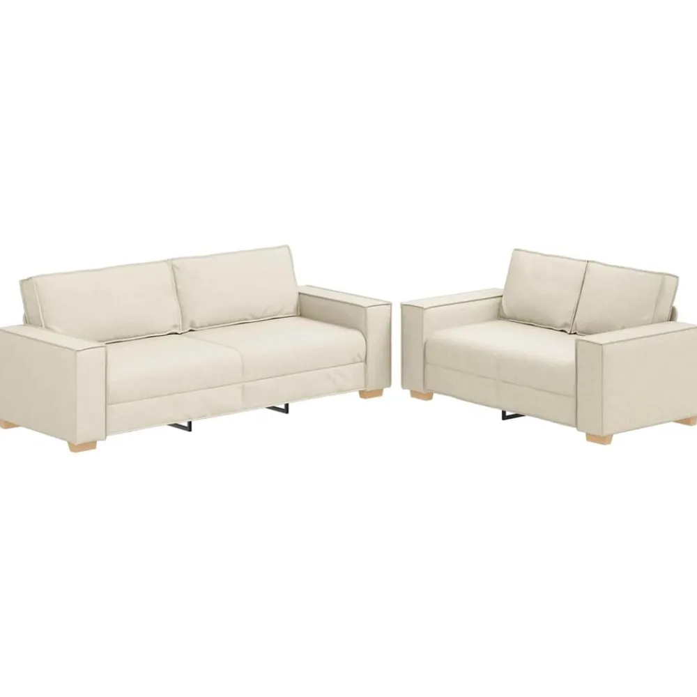 vidaXL Sofás-Sofá 2 pcs Beige 220 x 80 x 84 cm Tejido mezcla de lino